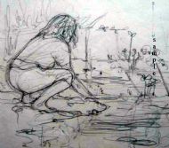 Girl in the pond pencil on quality cartridge paper